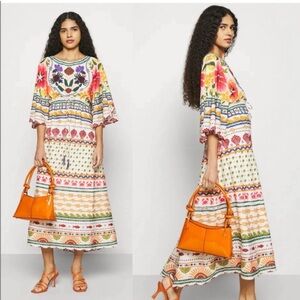 Farm Rio Salt Island drawstring midi dress